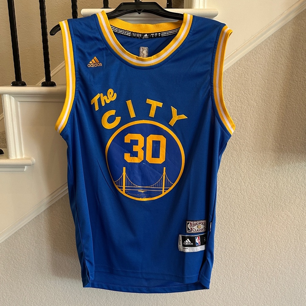 adidas Blue and Yellow 'The City' #30 Basketball Jersey